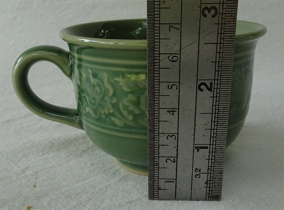 ชุดแก้วกาแฟ ลายไทย สีเขียว เซรามิค