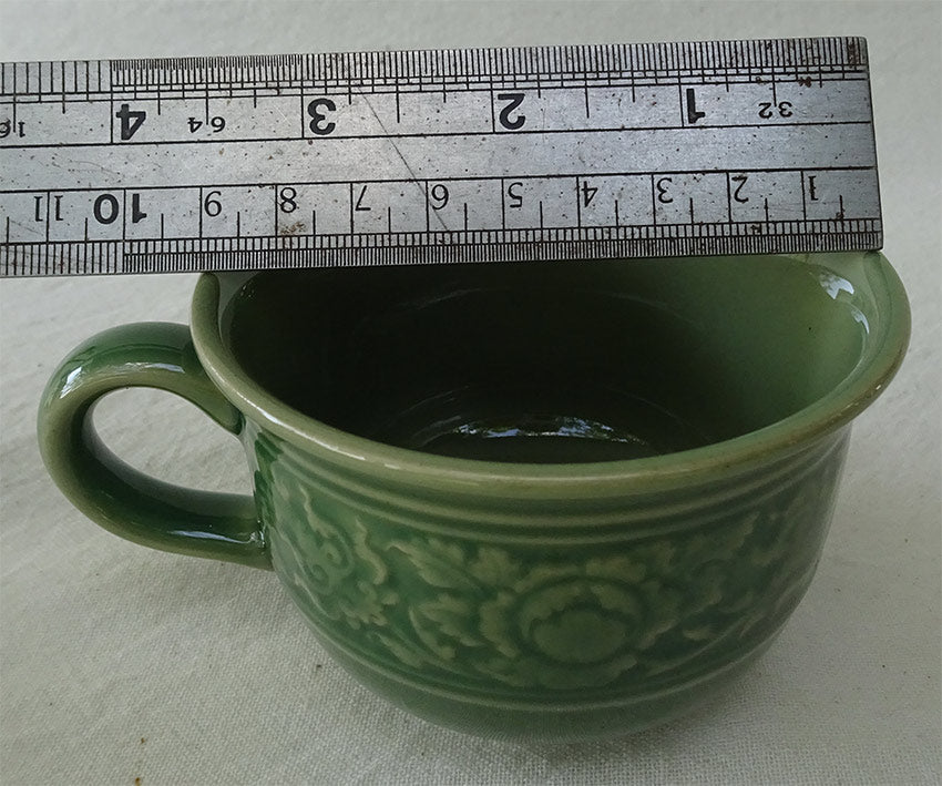 ชุดแก้วกาแฟ ลายไทย สีเขียว เซรามิค