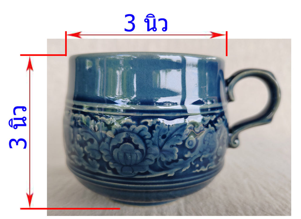 ชุดแก้วกาแฟ กลุ่มเทวี สีน้ำเงิน เซรามิค