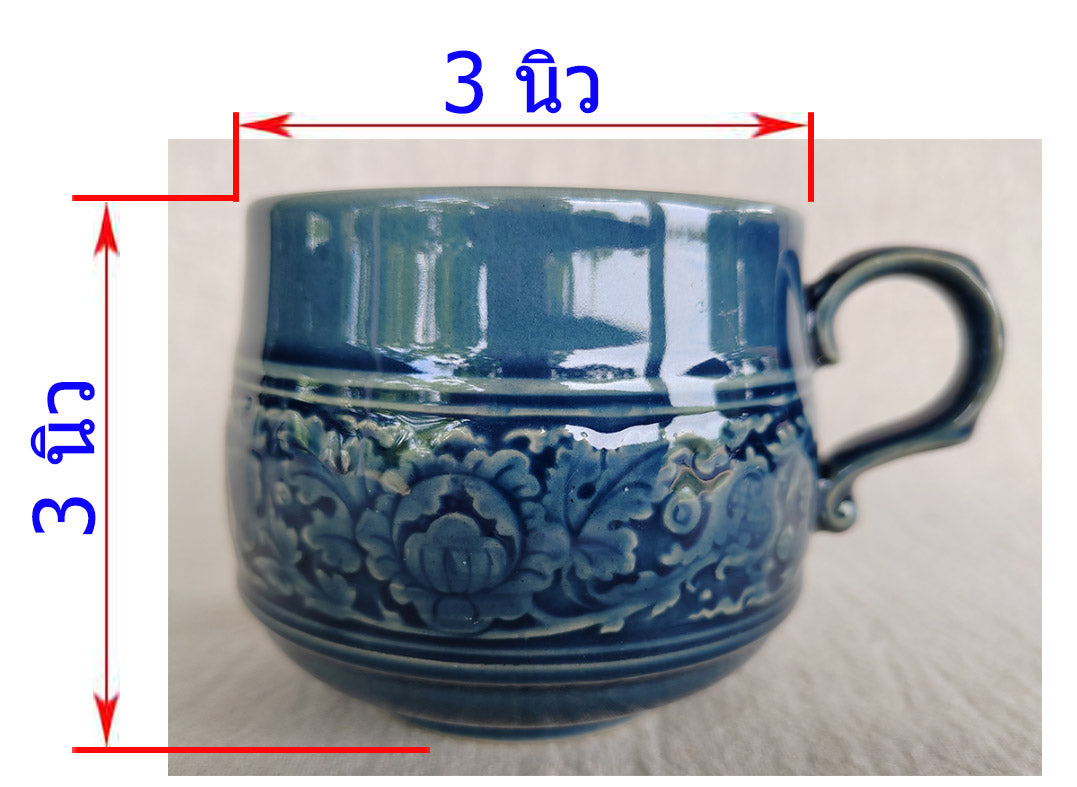 ชุดแก้วกาแฟ กลุ่มเทวี สีน้ำเงิน เซรามิค